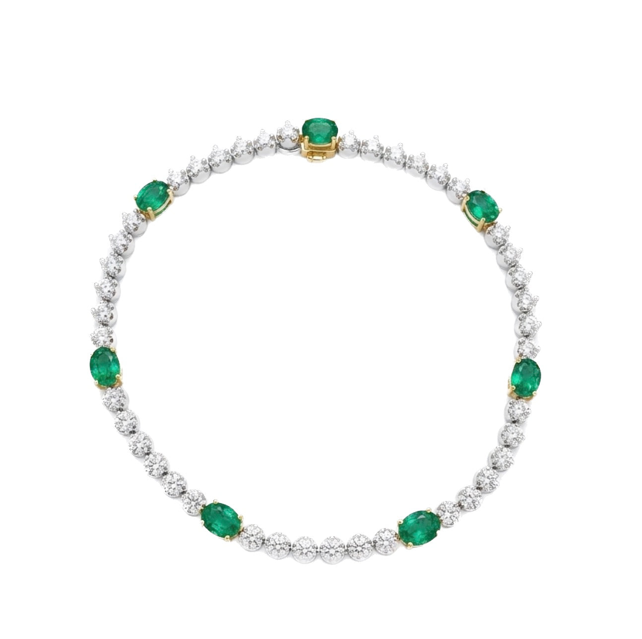 Emerald and Diamond Line Bracelet
