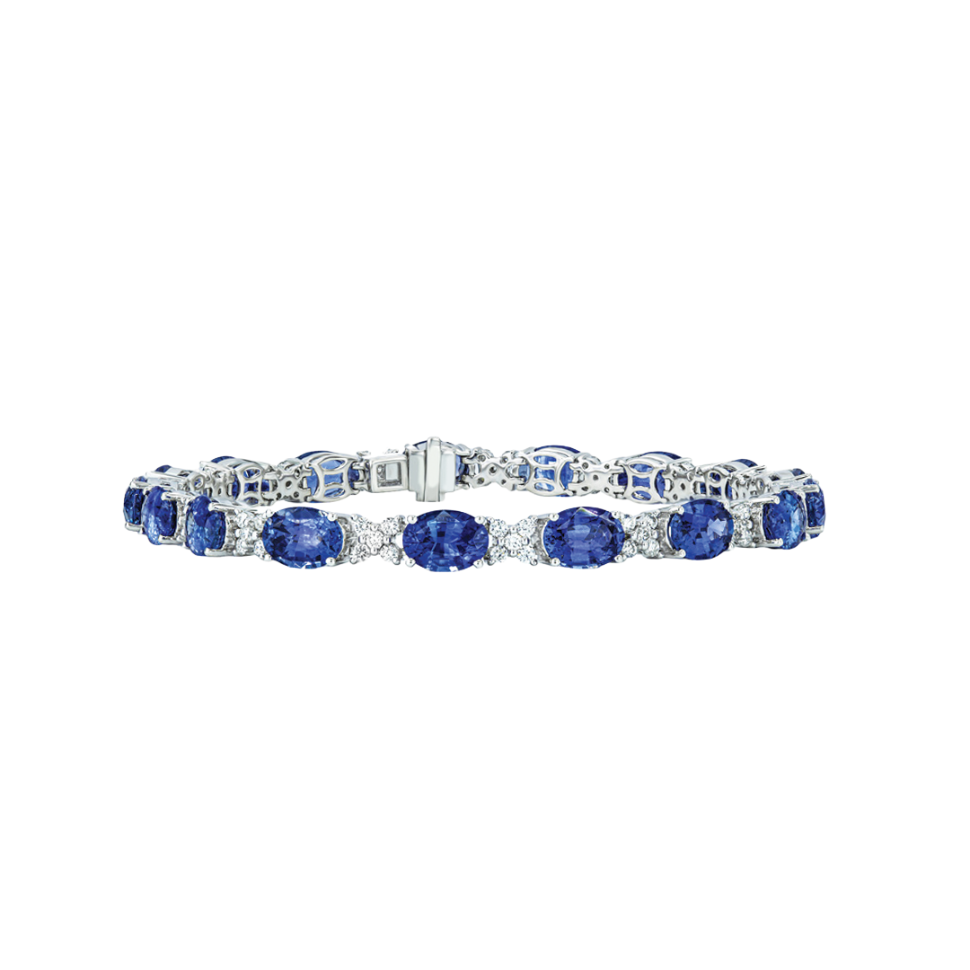 Alternating Oval Sapphire and Diamond Bracelet