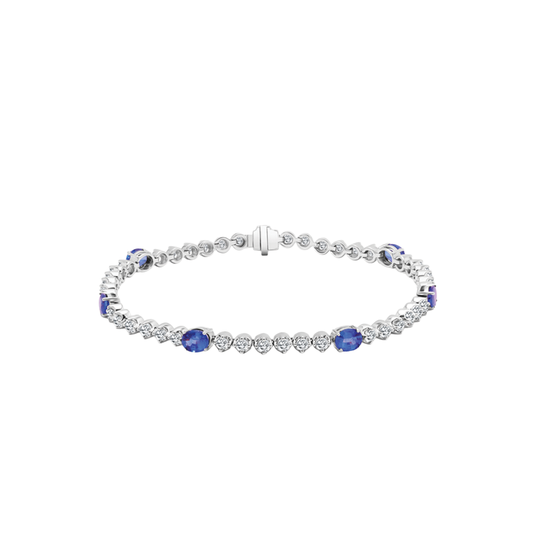 Oval Sapphire and Round Diamond Bracelet