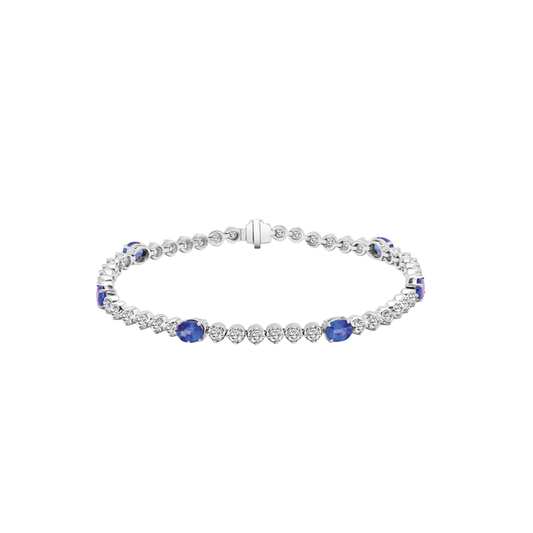 Oval Sapphire and Round Diamond Bracelet