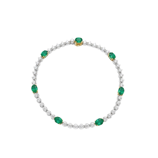 Emerald and Diamond Line Bracelet