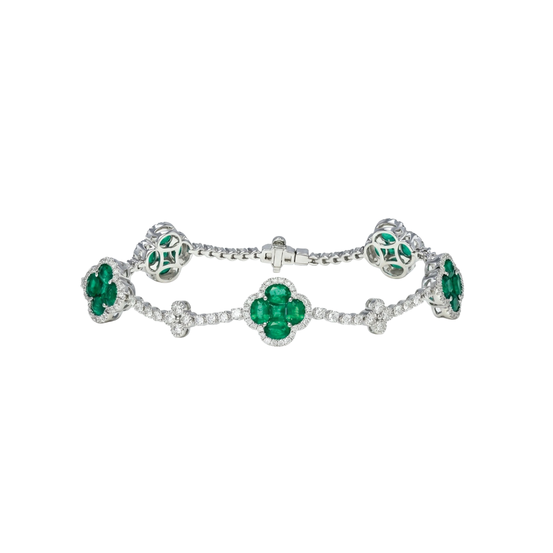 Emerald and Diamond Clover Bracelet
