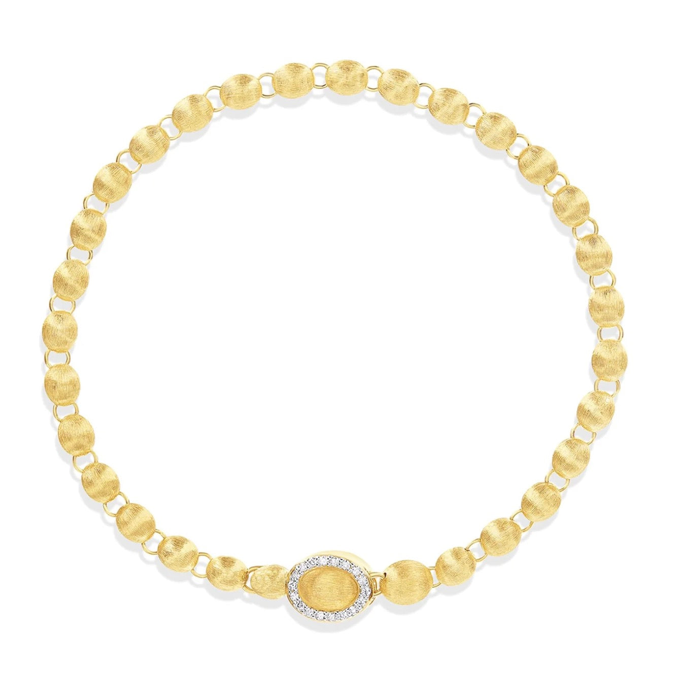Slim Hand Engraved Gold and Diamond Bracelet