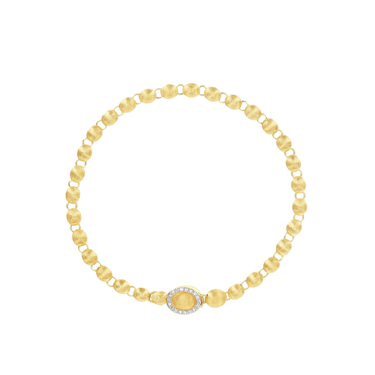 Slim Hand Engraved Gold and Diamond Bracelet
