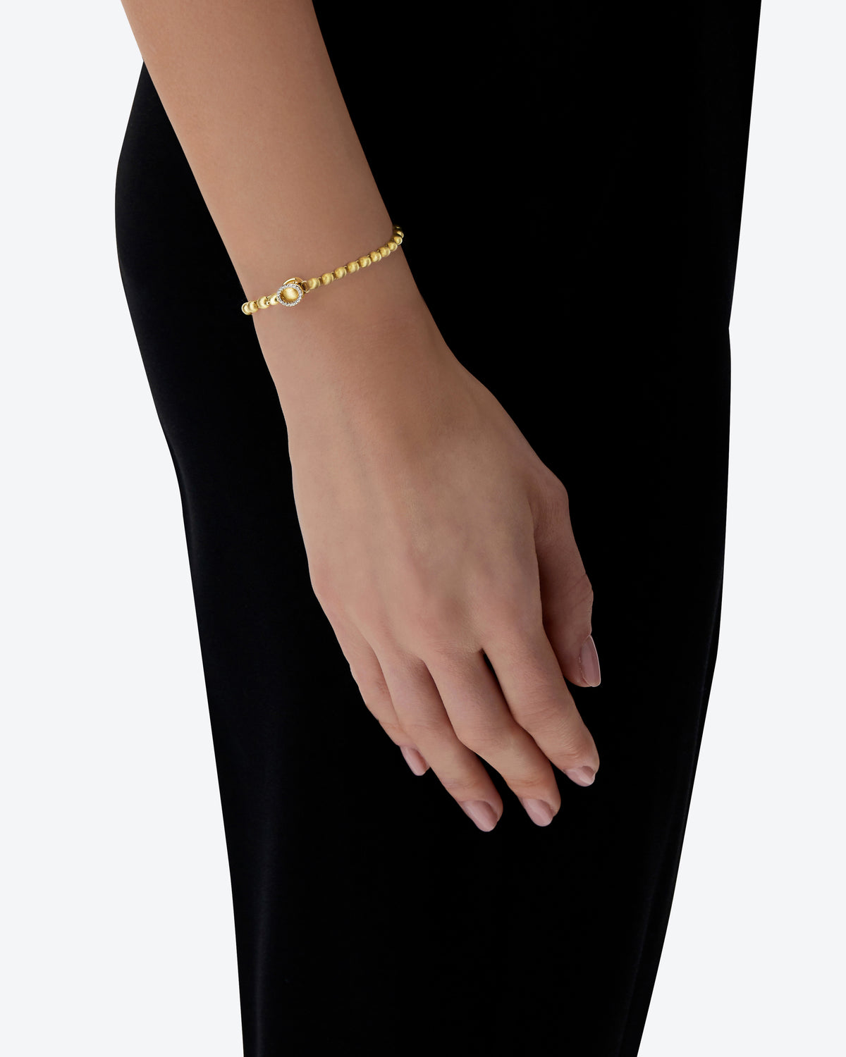 Slim Hand Engraved Gold and Diamond Bracelet