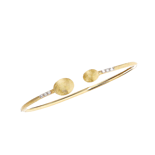 Hand Engraved Open Cuff Bangle with Diamonds