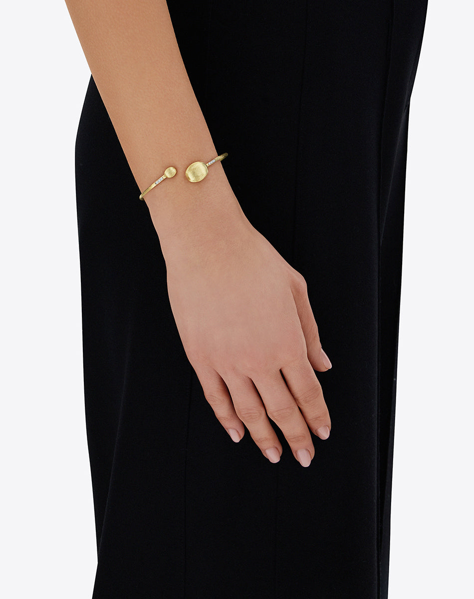 Dancing In The Rain Open Cuff Bangle with Diamonds