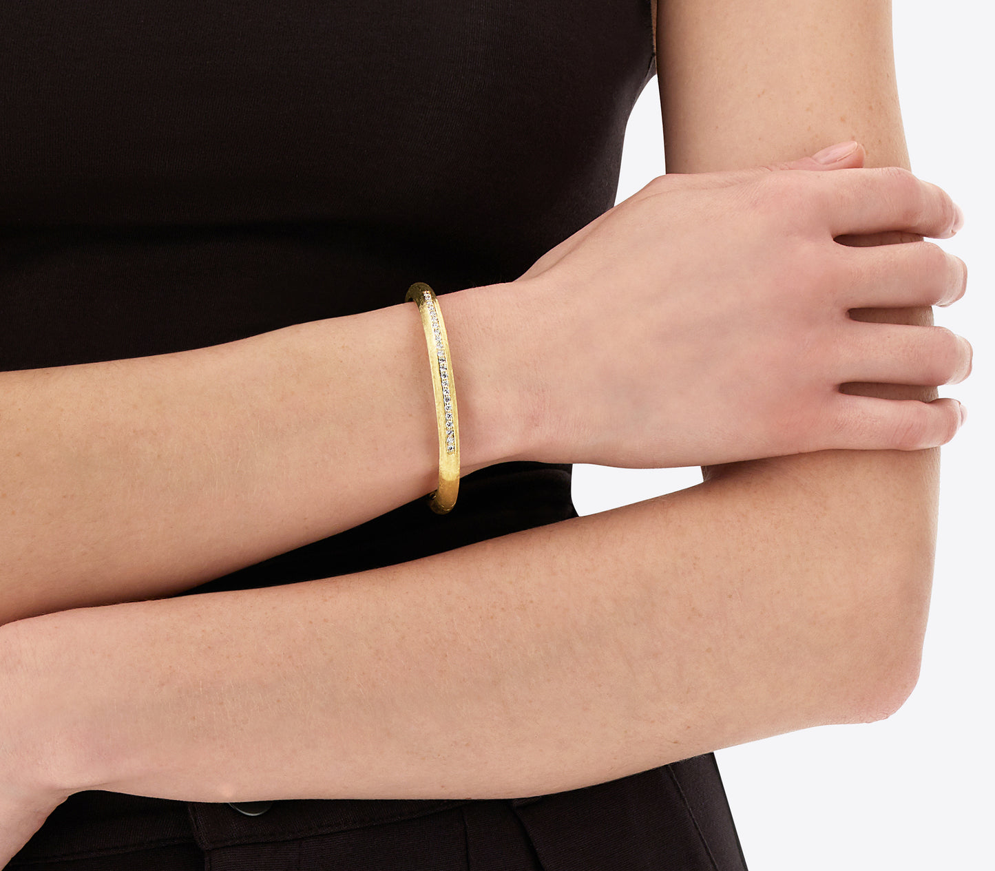 Libera Aura Gold And Diamond Bangle Bracelet