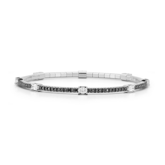 Stretch Bracelet with Black and White Diamonds
