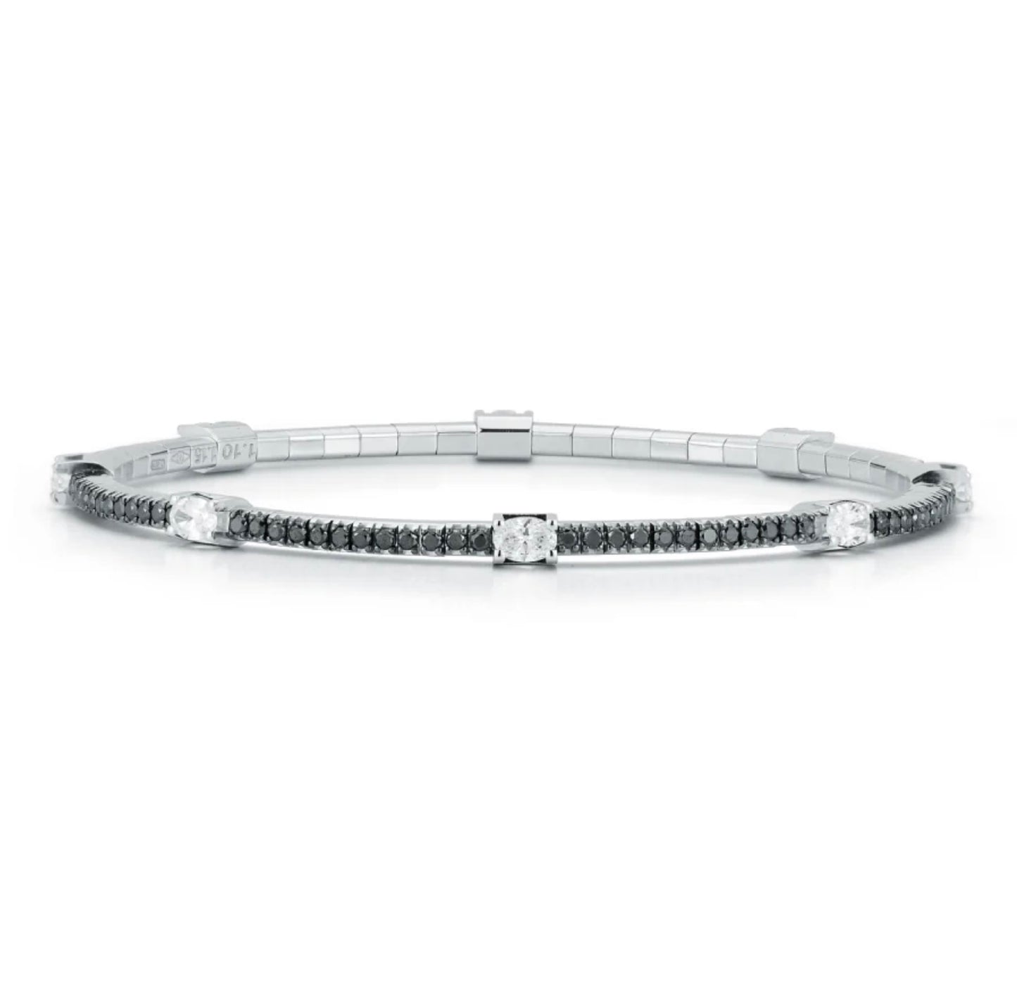 Stretch Tennis Bracelet with Black and White Diamonds