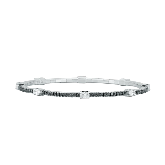 Stretch Tennis Bracelet with Black and White Diamonds