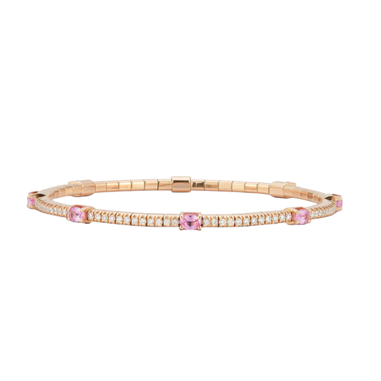Stretch Bracelet with Pink Sapphires and Diamonds