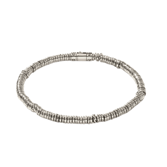 Sterling Silver Heishi Bracelet with Silver Beads