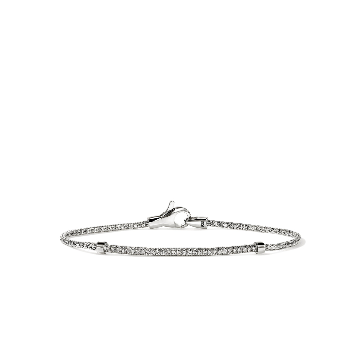 JH Essentials Silver Diamond Pave 1.8mm Bracelet