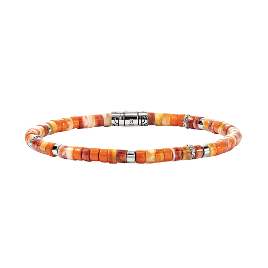 4mm Heishi Bracelet with Orange and Red Beads