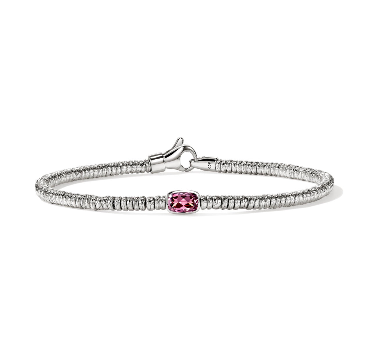 Sterling Silver Heishi Bracelet with Rhodolite Garnet