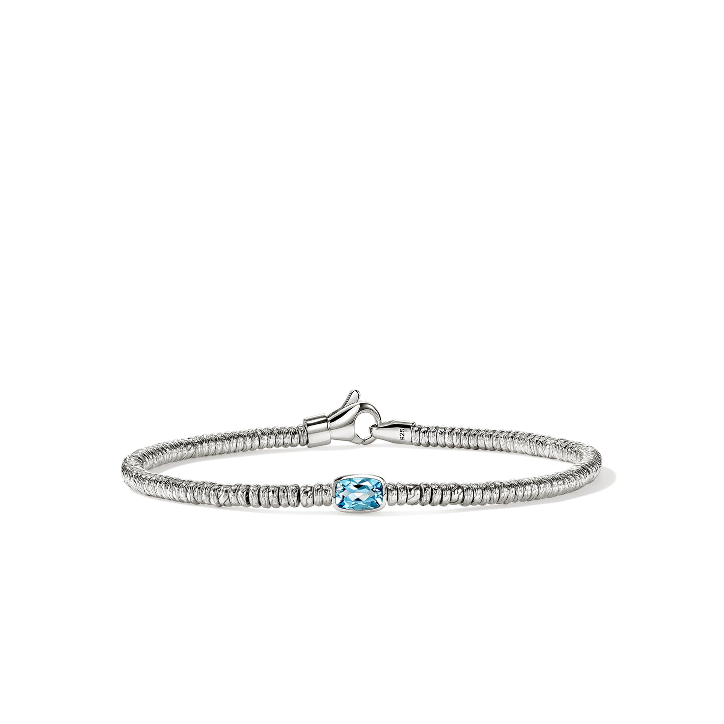 Sterling Silver Heishi Bracelet with Swiss Blue Topaz