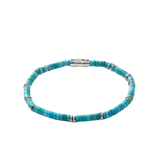 Sterling Silver Heishi Bracelet with Turquoise Beads