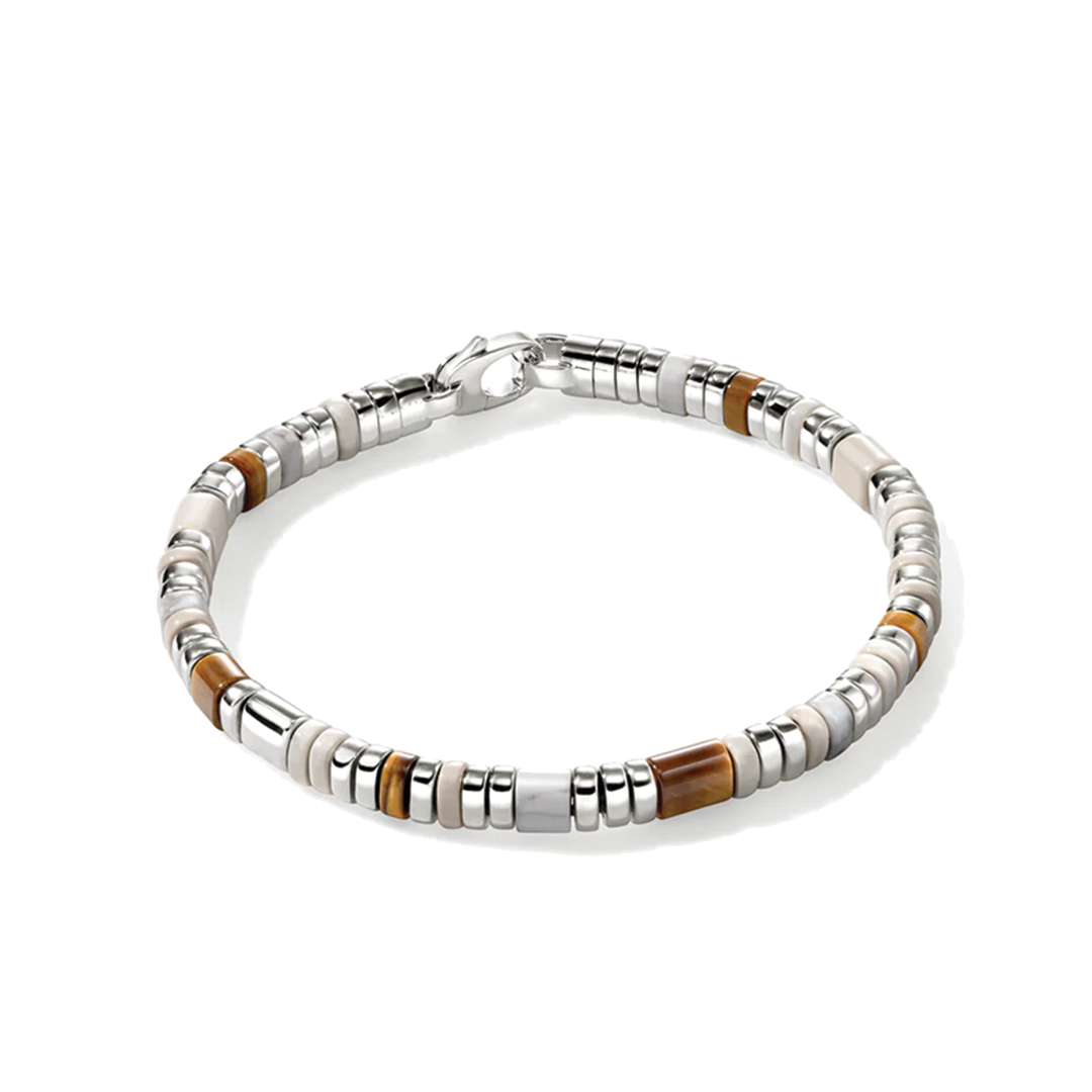 Colorblock Slim Bracelet with Tiger Eye and Howlite