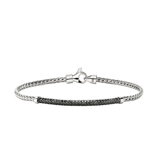 'Essential' Pave Bar Bracelet with Black Sapphires
