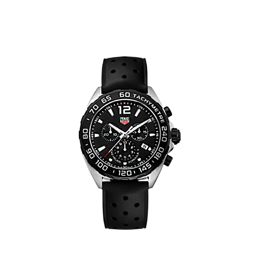 43mm Formula 1 Chronograph Watch with Black Dial & Strap