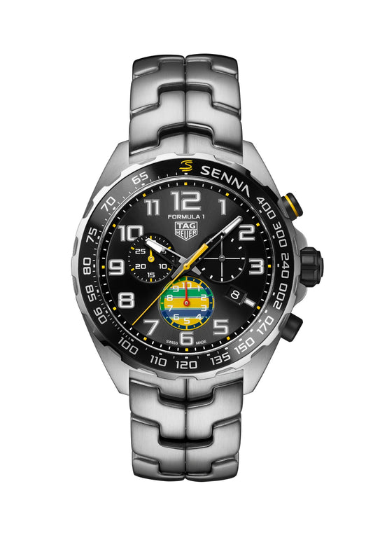 43mm Formula 1 Chronograph x Senna Watch with Black Dial