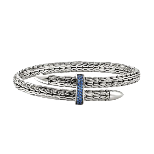 Flexible Cuff Bracelet with Blue Sapphires