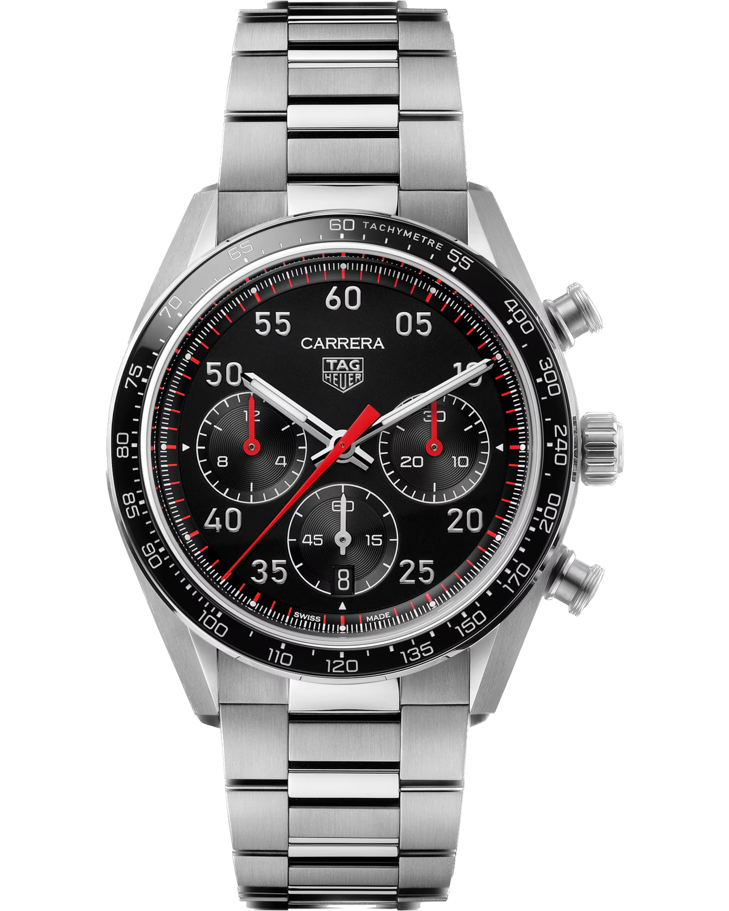 42mm Carrera Chronograph Watch with Black Dial