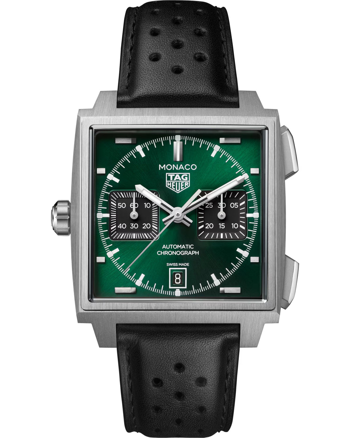 39mm Monaco Chronograph Watch with Green Dial