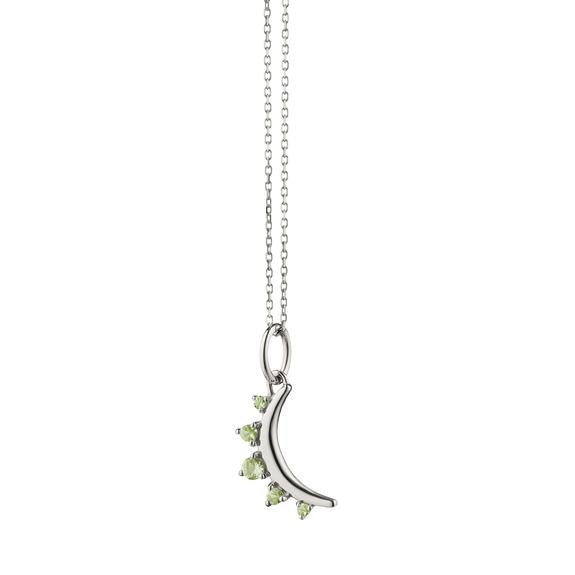 August Peridot Moon Birthstone Necklace