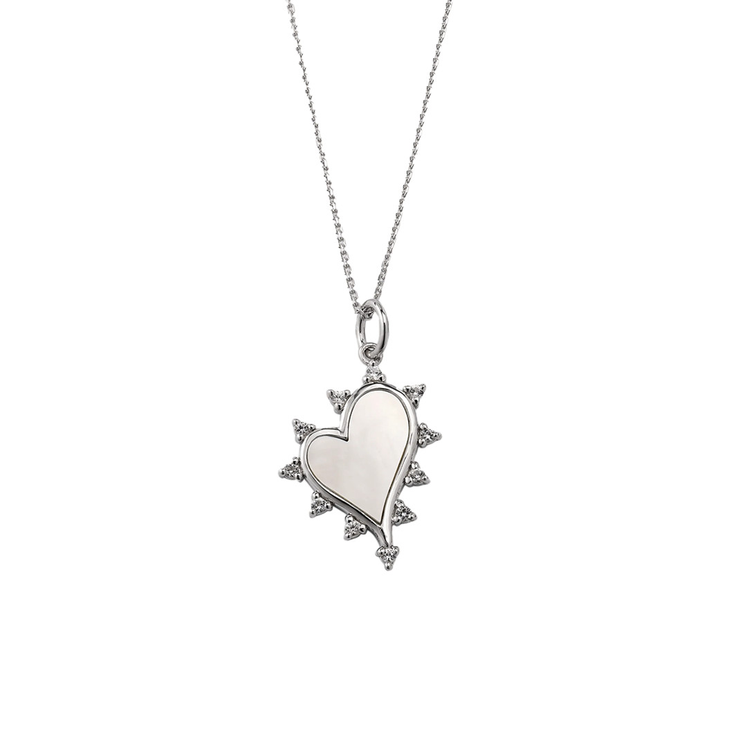 Mother of Pearl Heart Necklace in Sterling Silver