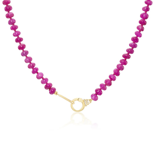 Ruby Beaded Necklace with Charm Holder Clasp
