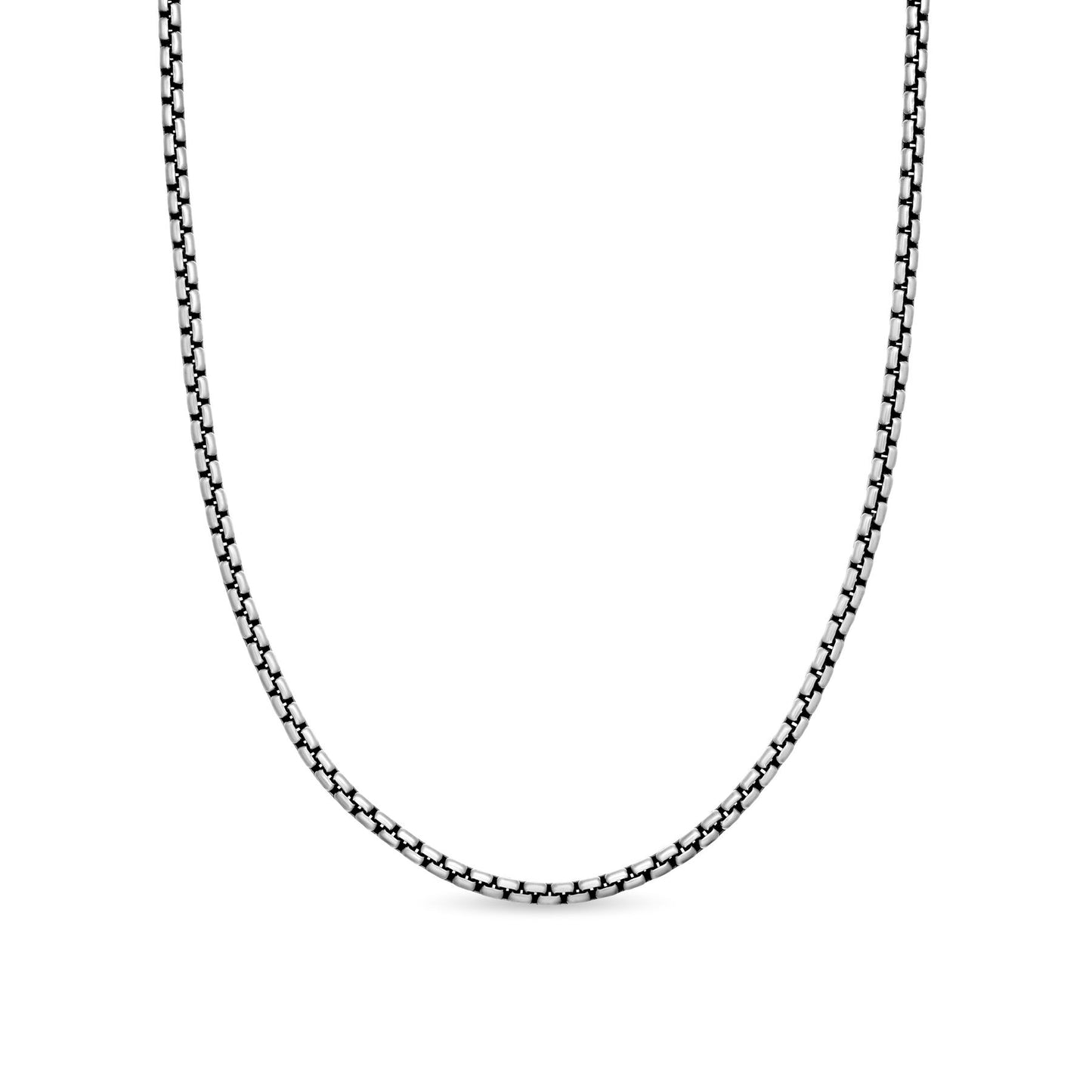Small Box Chain Necklace in Sterling Silver, 2.7mm