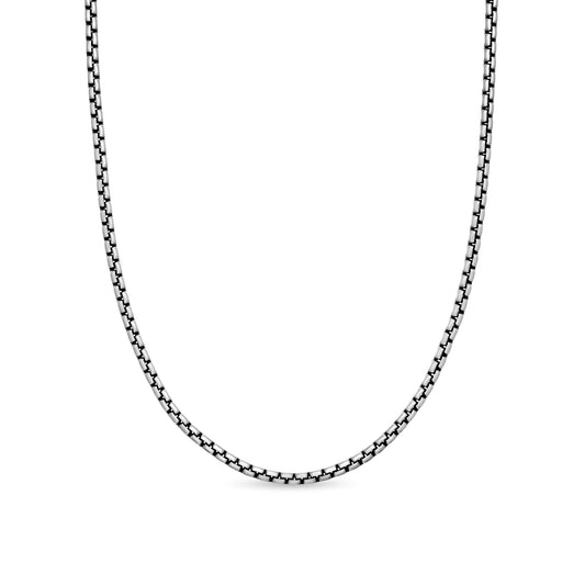 Small Box Chain Necklace in Sterling Silver, 2.7mm