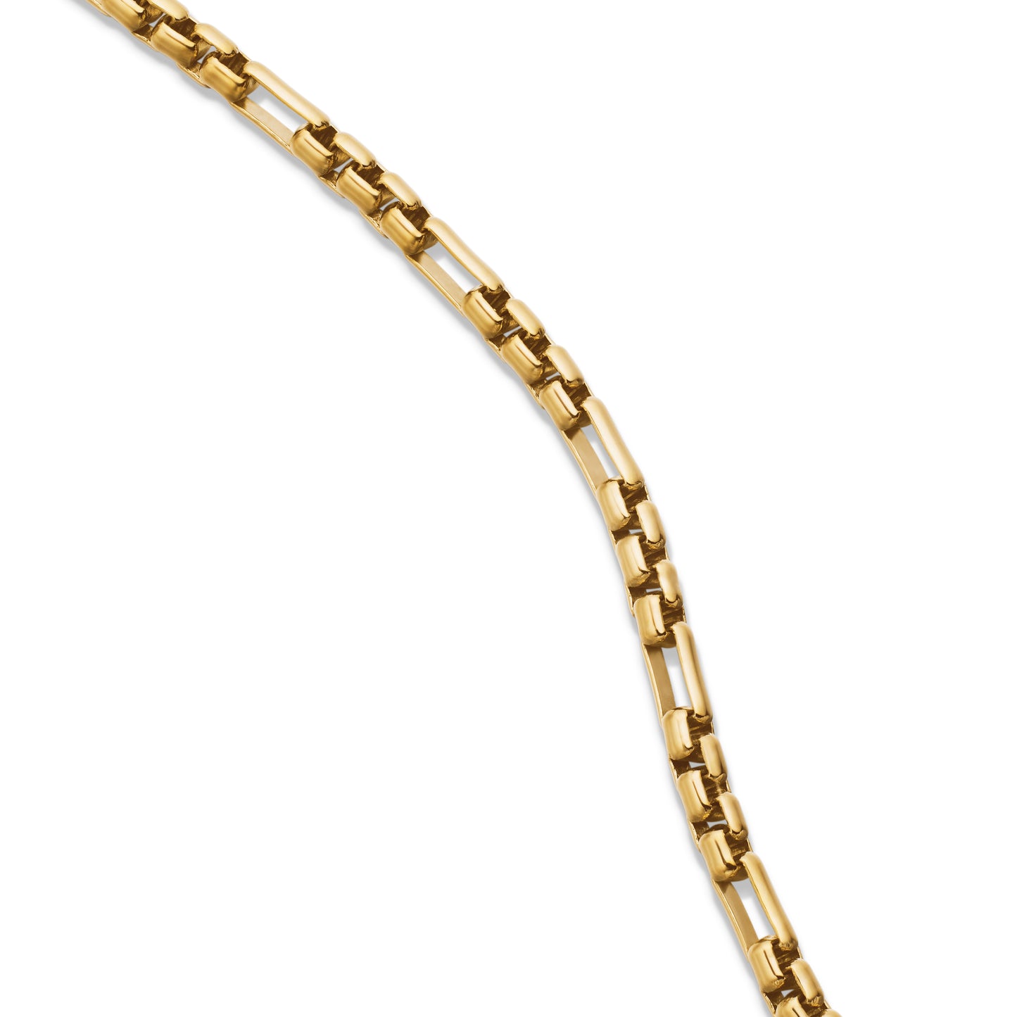 Open Station Box Chain Necklace in 18K Yellow Gold, 3mm
