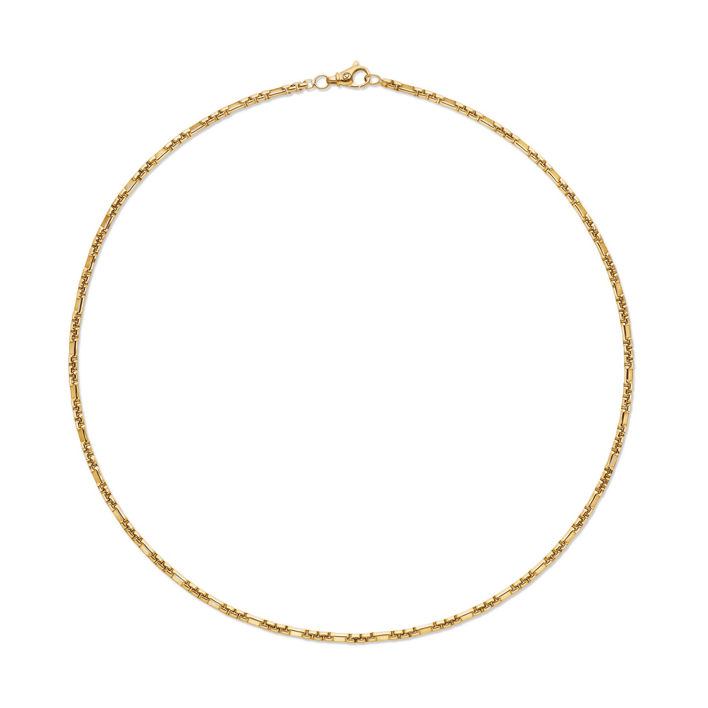 Open Station Box Chain Necklace in 18K Yellow Gold, 3mm