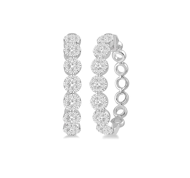 Diamond Hoop Earrings in White Gold