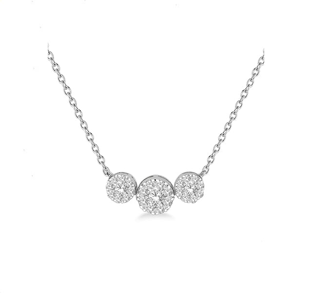 Diamond Cluster Necklace In White Gold