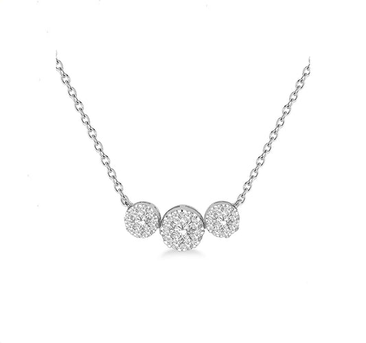 Diamond Cluster Necklace in White Gold