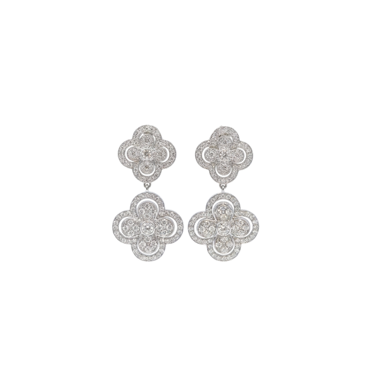 Floral Double Drop Diamond Earrings