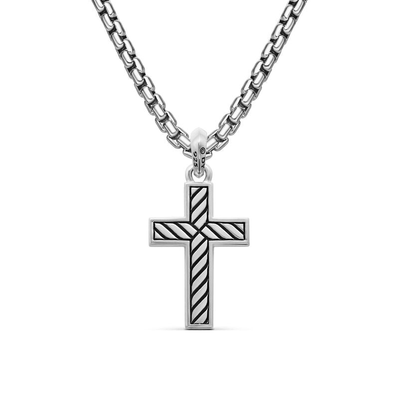 Exotic Stone Cross in Sterling Silver with Black Onyx, 26mm