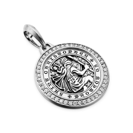 St. Christopher Amulet with Pavé Diamonds