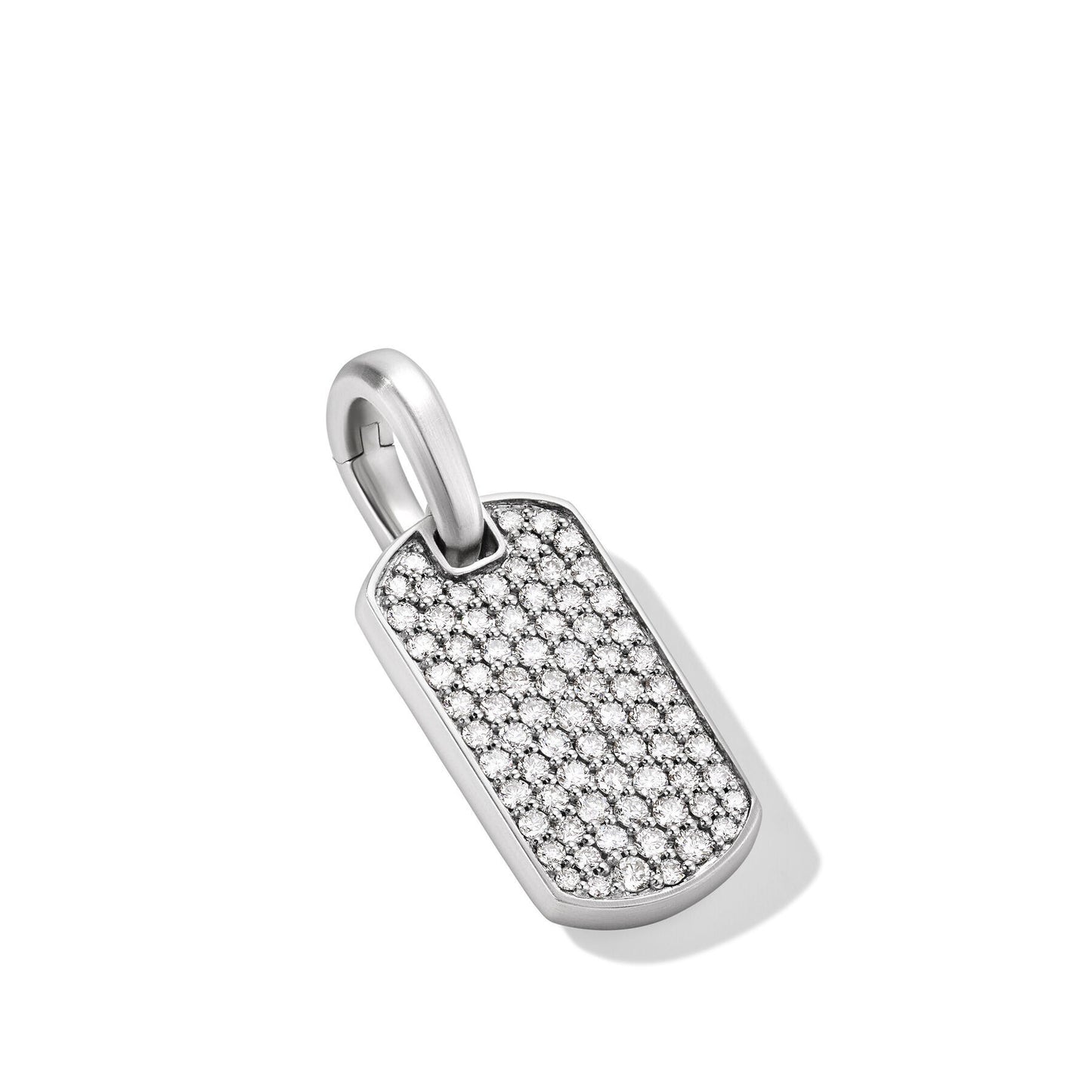 Chevron Tag in Sterling Silver with Diamonds, 21mm