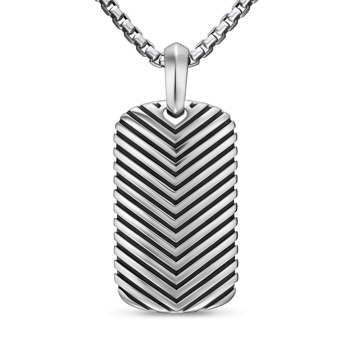 Chevron Tag in Sterling Silver, 34mm