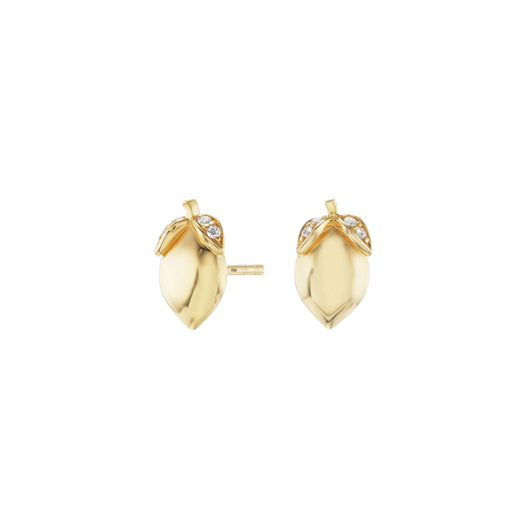 Lemon Stud Earrings with Diamonds