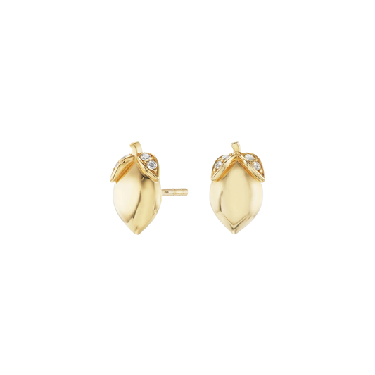 Lemon Stud Earrings with Diamonds