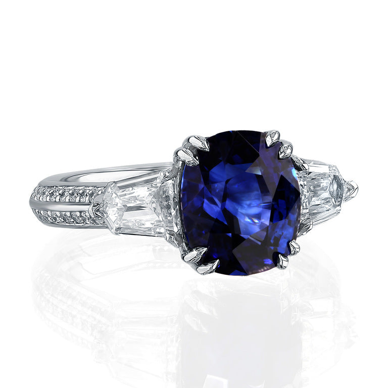 3-Stone Diamond and Sapphire Ring