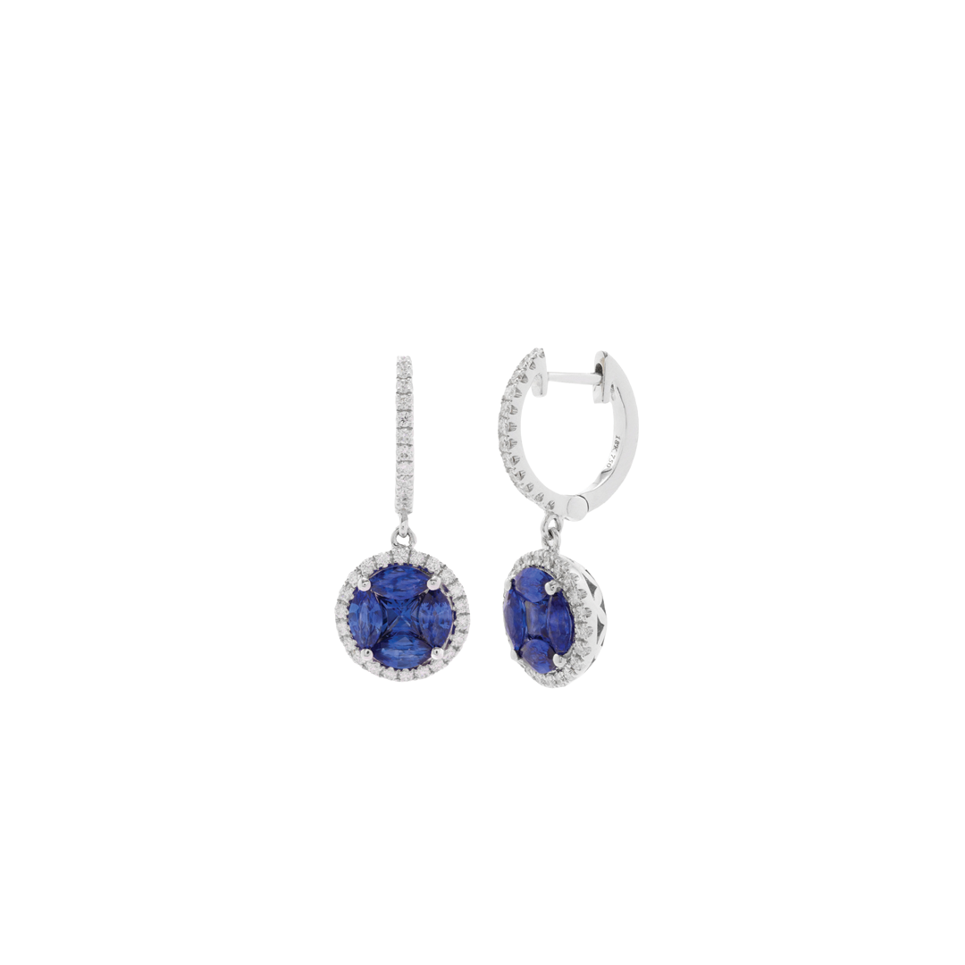 Diamond and Sapphire Drop Earrings