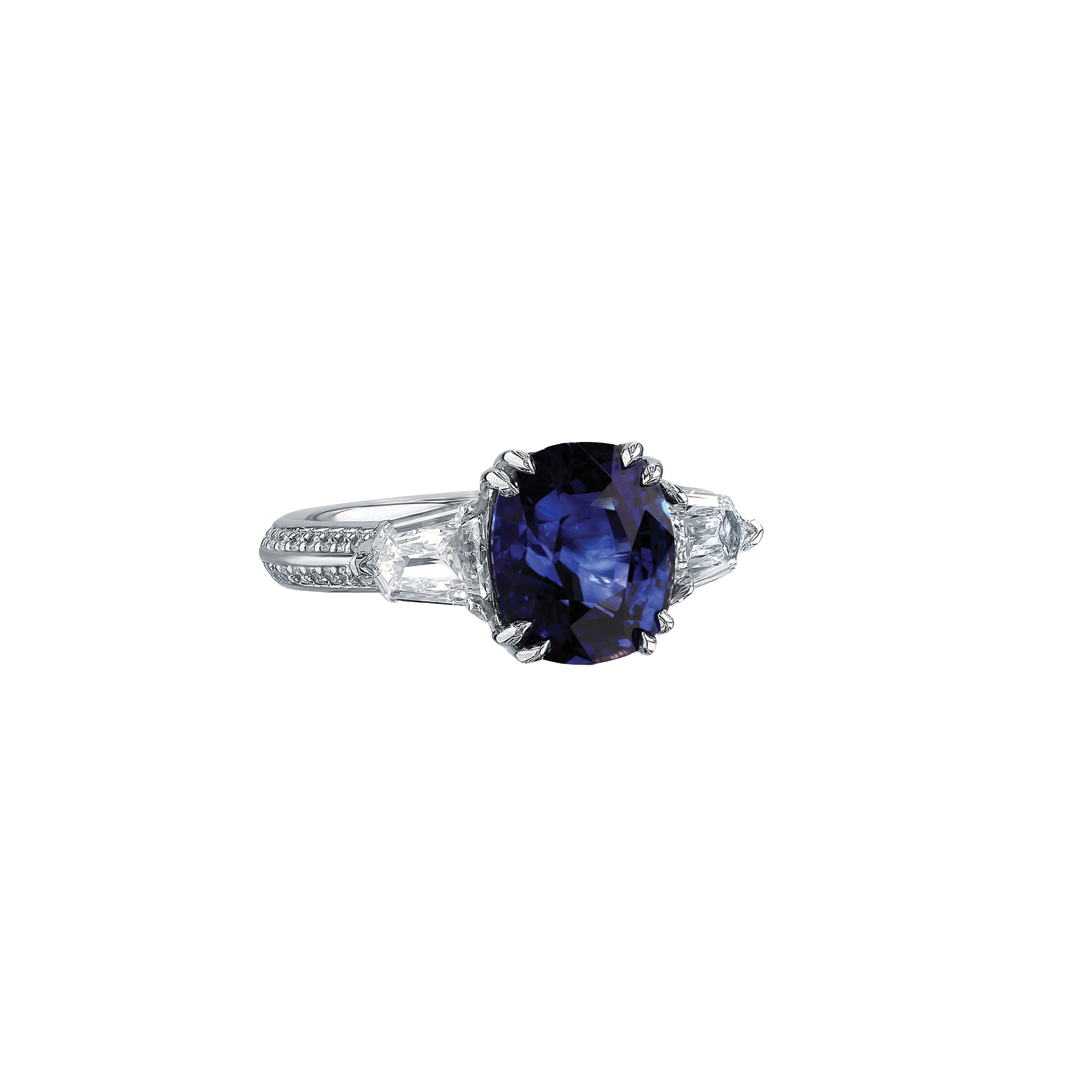 3-Stone Diamond and Sapphire Ring