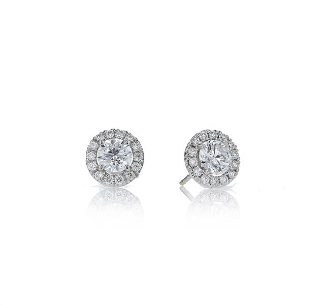 Round Diamond Halo Stud Earrings, 0.50ctw